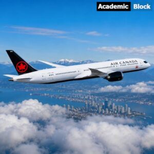 Image showing an Air Canada passenger aircraft flying in the sky.