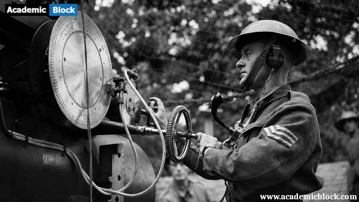 The image shows a scene from World War II, potentially during the Blitzkrieg campaign, where one soldier is standing infront of a machine, preparing it for the swift and aggressive tactics of the German army.