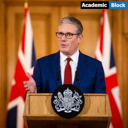 UK Prime Minister Keir Starmer speaks at a news conference in London while announcing the government's planned social media ban for children under 16.