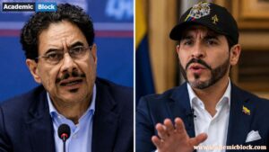 Abelardo de la Espriella and Iván Cepeda speaking during Colombia’s presidential runoff campaign in a split portrait image.