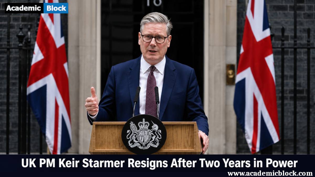 Keir Starmer speaks outside Downing Street after resigning as UK prime minister following two years in office.