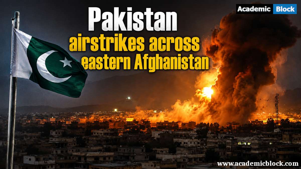 Image showing the Pakistan flag beside a large explosion after reported airstrikes in eastern Afghanistan.