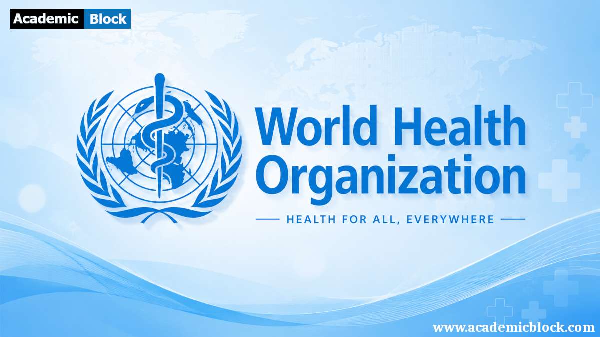 World Health Organization emblem on a soft blue gradient background with clean, modern text and subtle global design elements.