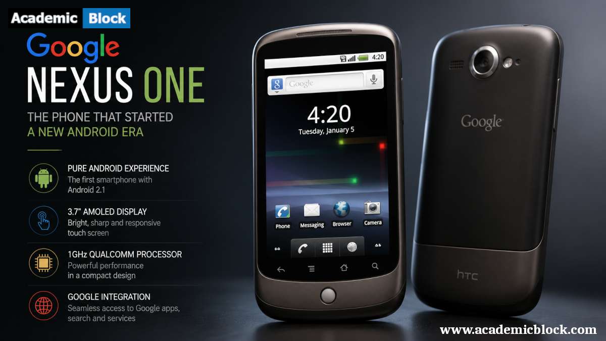 Image of the Google Nexus One, the pioneering Android smartphone that helped shape the modern smartphone era.