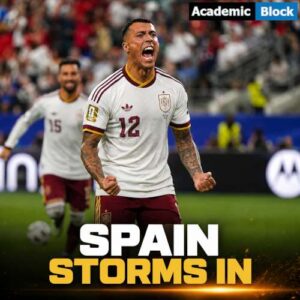 Pedro Porro celebrates during Spain's 2-0 World Cup semifinal victory over France.