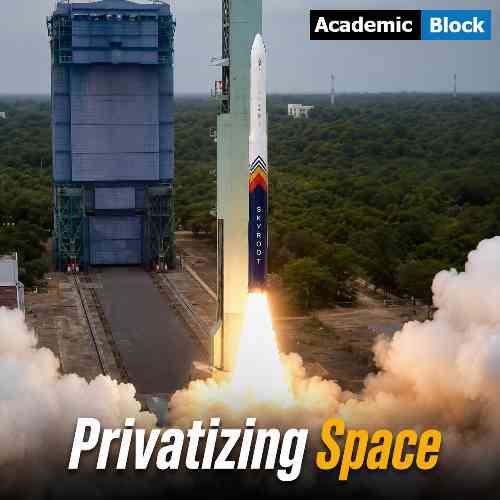 image shows Vikram-1, India's first privately developed orbital rocket by startup Skyroot Aerospace, getting launched.