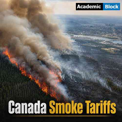 Image shows smoke coming out from Canadian wildfire.