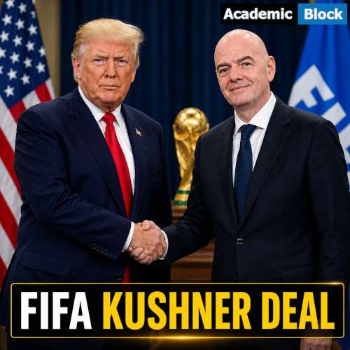 Image showing Donald Trump and FIFA President Gianni Infantino standing together with the text "FIFA Kushner Deal" on a news-style thumbnail about FIFA's proposed investment plan and political scrutiny.