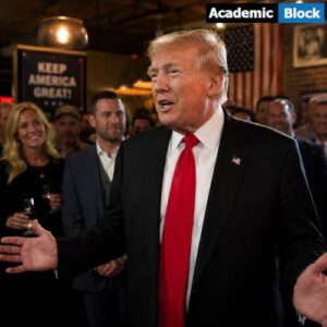 Image showing Donald Trump speaking at an indoor event.