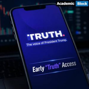 Image Showing Truth Social app logo with the headline "Early Truth Access" on a smartphone screen.