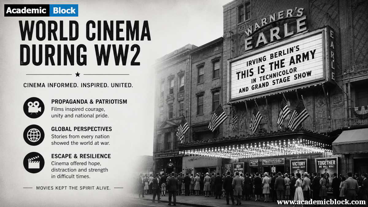Image depicting the role of world cinema during World War II.