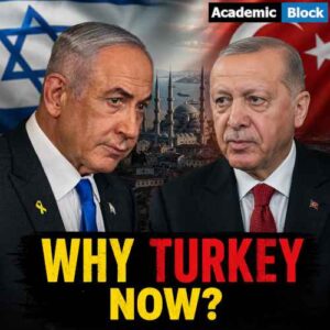 Image showing Benjamin Netanyahu and Recep Tayyip Erdogan featured in a dramatic political news thumbnail with Israeli and Turkish flags and the headline, Why Turkey Now?
