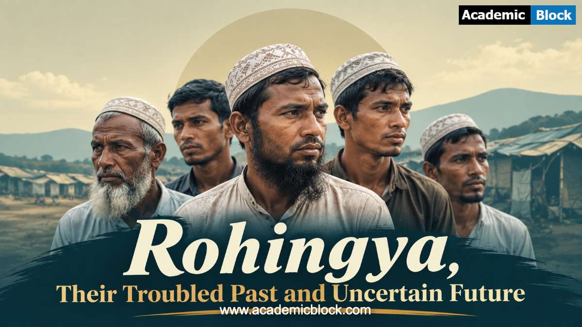 Image show a group of 5 Rohingya refugee men.
