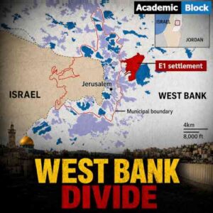 Image showing a West Bank map showing Israel's E1 settlement near Jerusalem and its potential to divide the West Bank