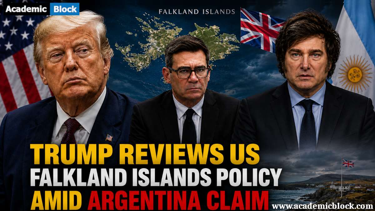Image showing Donald Trump, Andy Burnham, and Javier Milei amid the US review of Falkland Islands policy and Argentina's sovereignty claim.