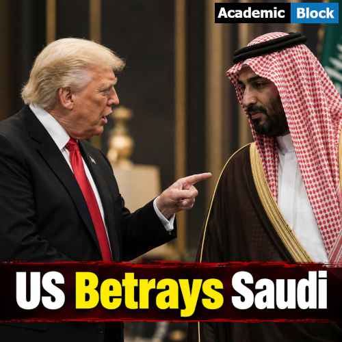 Image showing Donald Trump and Saudi Crown Prince Mohammed bin Salman during a tense exchange amid the US decision to avoid direct military intervention in Yemen and the Houthi advance.