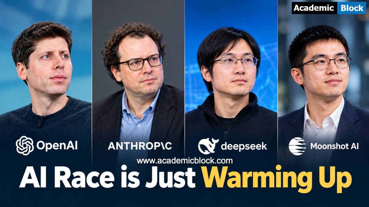 Image is a 4 panel image showing the pictures of (starting from left side) 1. Sam Altman, 2. Dario Amodei, 3. Liang Wenfeng, 4. Yang Zhilin