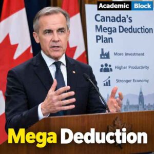 Image shows PM Carney Unveiling Canada's Mega Deduction plan 2026.