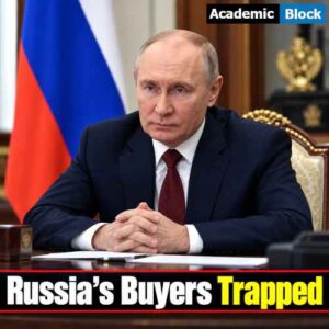 Image showing Vladimir Putin seated at a desk in a formal Russian government setting, illustrating pressure on Russia’s oil buyers amid new US sanctions powers.