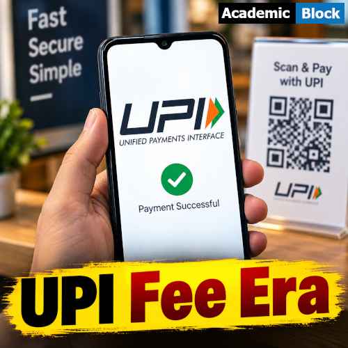 Image showing UPI Fee Era: smartphone displaying UPI payment as India introduces new MDR rules for select merchant payments.