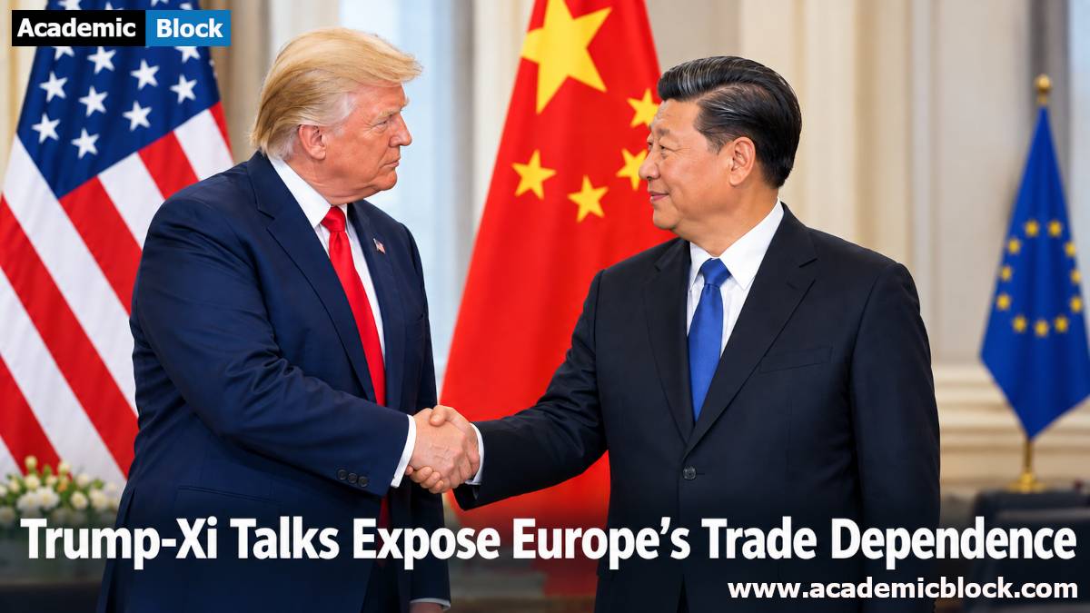 Image shows Trump and Xi Meet in Washington for the summit while Europe watches from the outside.