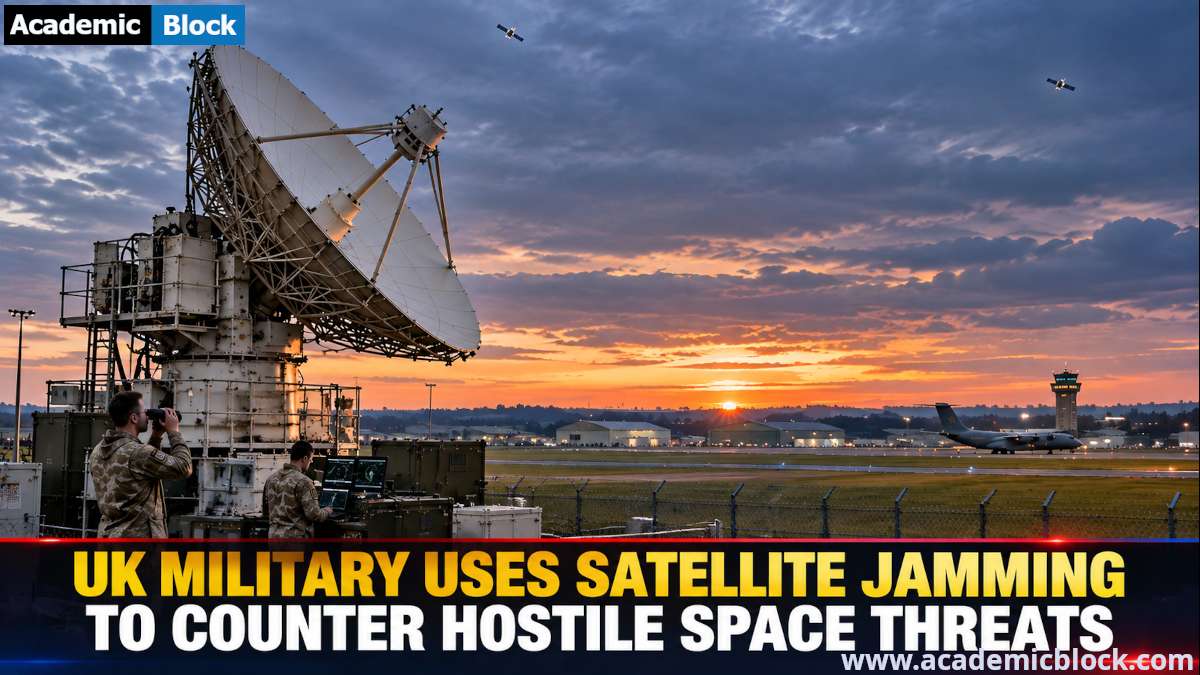 Image showing British military satellite-tracking equipment and personnel at a UK airfield, illustrating Britain’s satellite-jamming and space-defense capabilities.