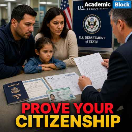 Image showing US parents reviewing citizenship documents for a child’s passport application under proposed State Department rules.