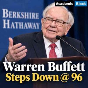 Image shows Warren Buffett speaking at a business summit 2026.