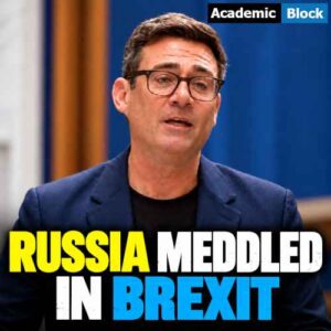 Image showing Andy Burnham in a navy blue suit in a news thumbnail with the headline “Russia Meddled in Brexit,” covering allegations of Russian interference in the 2016 Brexit referendum.