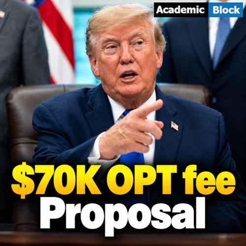 This image shows US President Donald Trump, since trump administration has proposed $70,000 OPT fee on international students seeking work permits