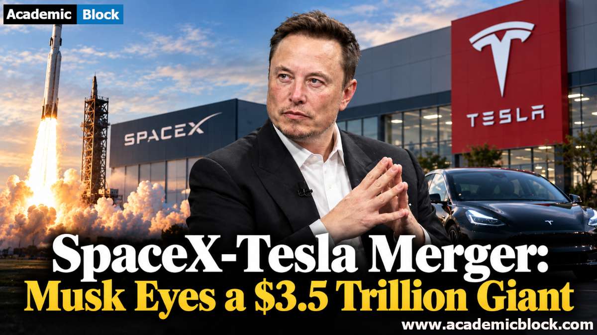This image shows Elon Musk's proposed $3.5 trillion merger between SpaceX and Tesla.