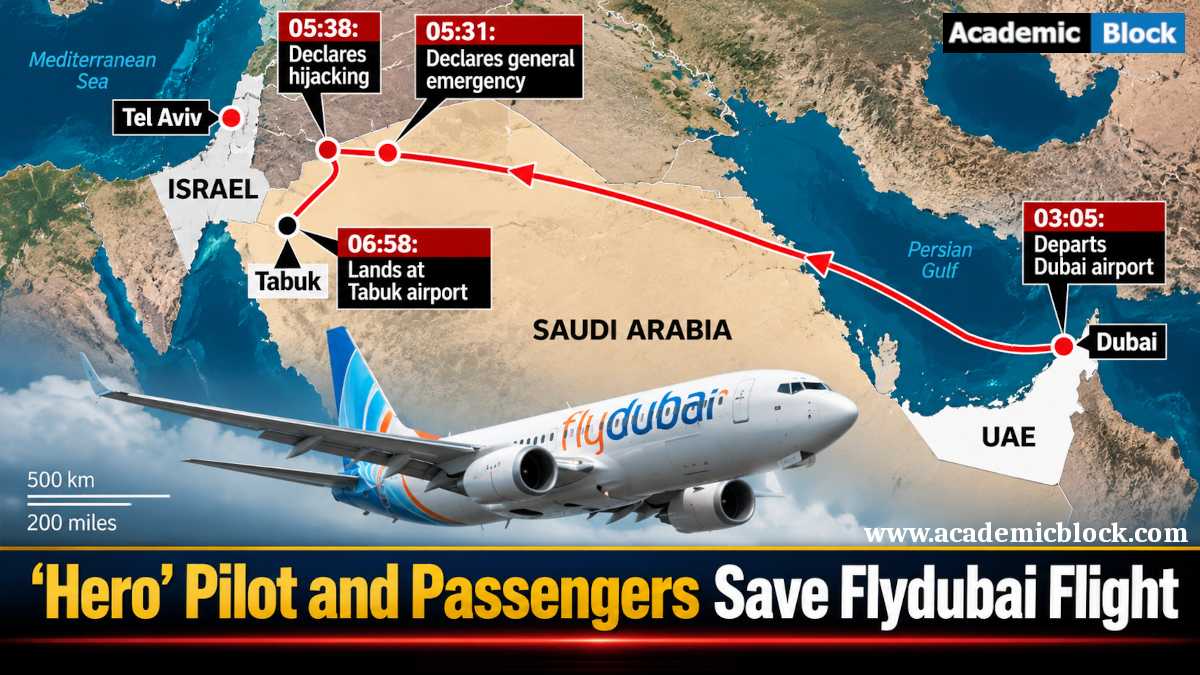 Image showing Flydubai Flight FZ1073 route map showing the Dubai to Tel Aviv flight diverting to Tabuk, Saudi Arabia, after a cockpit emergency.
