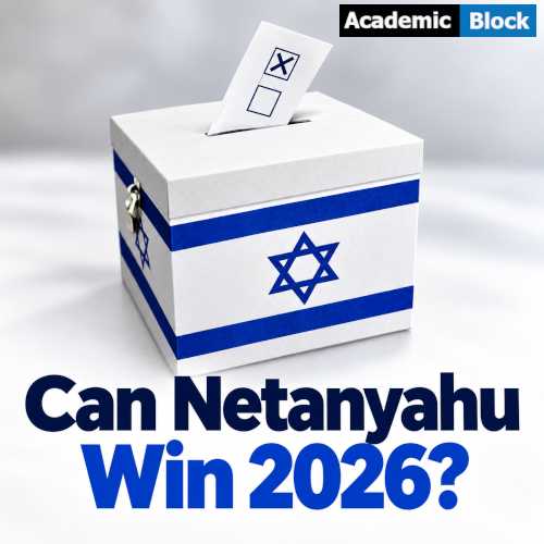 This image shows an Israeli election ballot box, with the headline, Can Netanyahu Win 2026?