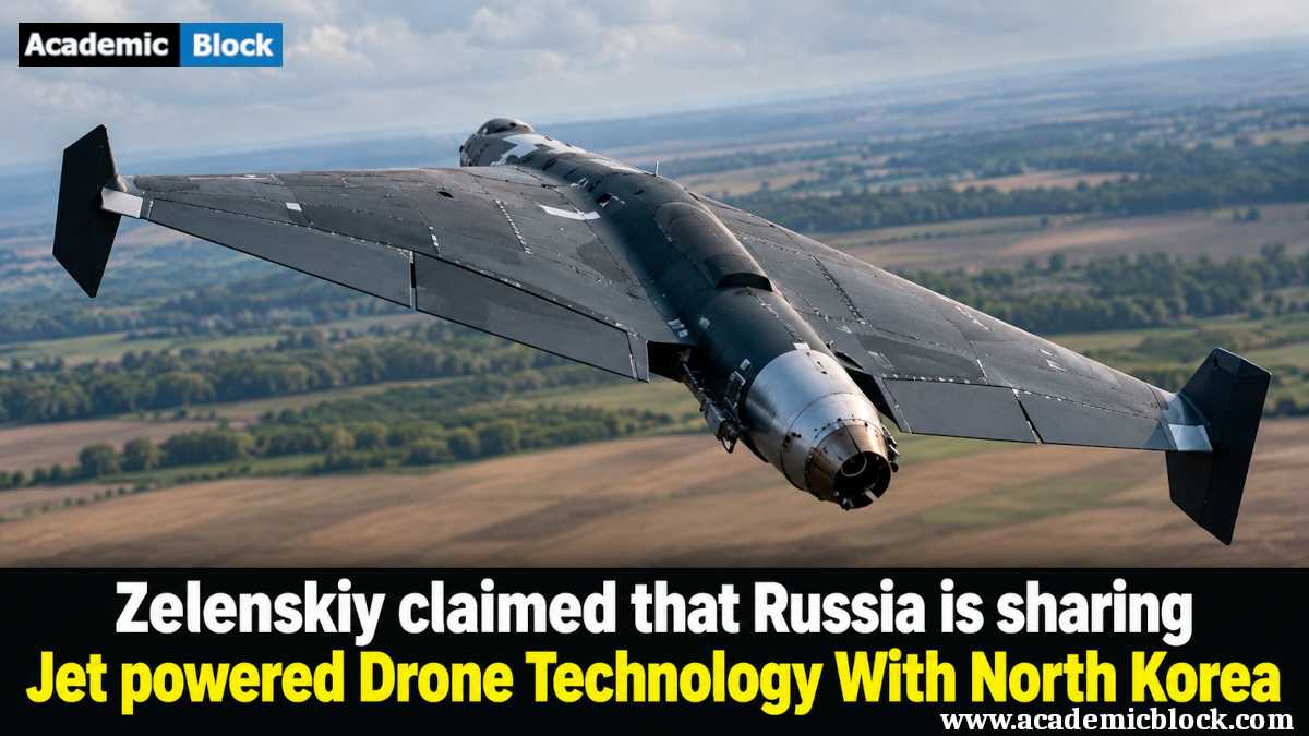 Image shows a Jet-Powered Russian Drone in flight over Ukraine.