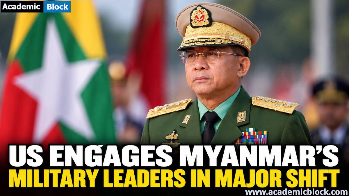 Image showing Min Aung Hlaing, Myanmar’s president and former military chief, in uniform as the US engages Myanmar’s military leadership after years of isolation.