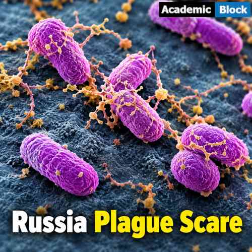 Image showing a close-up microscopic view of purple Yersinia pestis bacteria with detailed textures and filaments.