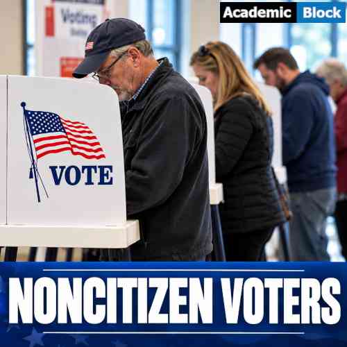 Image showing U.S. voters casting ballots at a polling station with an American flag and the headline Noncitizen Voters, California DOJ dispute over voter eligibility and election security ahead of the 2026 midterm elections.