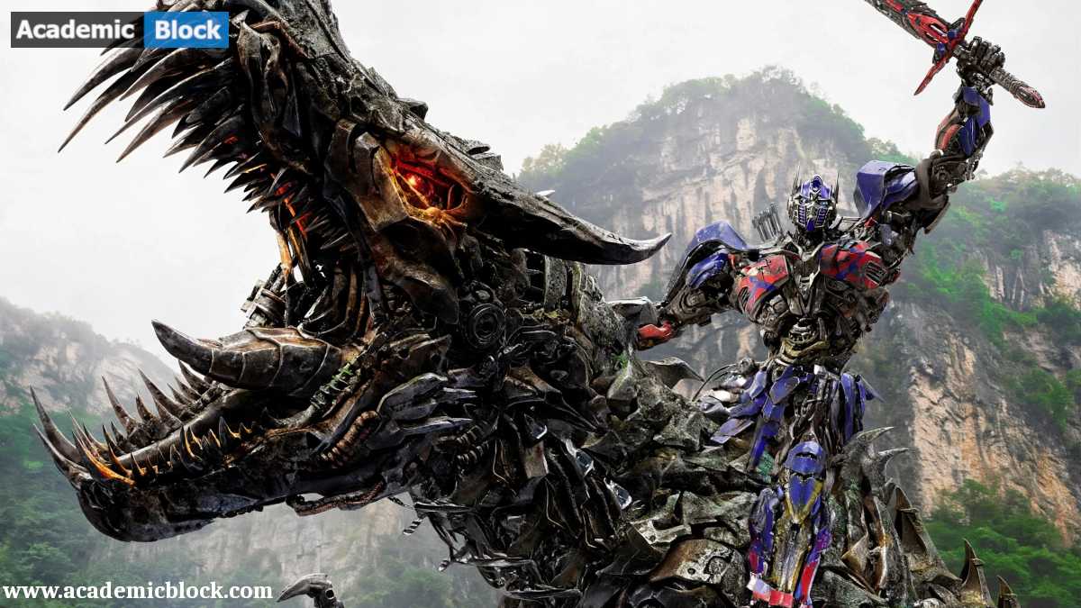 This image features the Autobot leader Optimus Prime wielding a sword while riding Grimlock, the leader of the legendary Dinobots, in the transformers movie franchise.