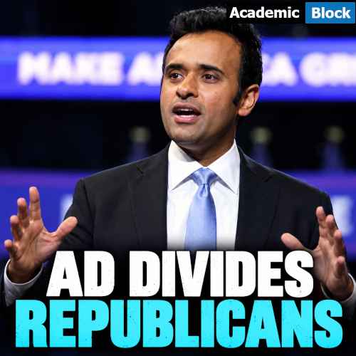 Image showing Vivek Ramaswamy amid controversy over his campaign ad targeting Amy Acton.